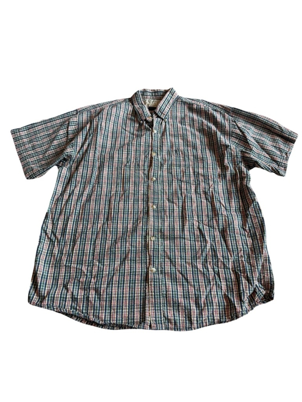U.S. Expedition USE Plaid Button-Down Short Sleeve Shirt 100% Cotton Size XL Men